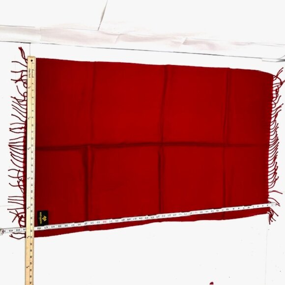 New in bag Molti Valentino Italy Scarf Men/Women 100% Wool 68"x28" red fringe(72 - Picture 8 of 9